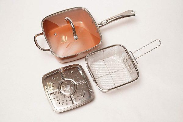 Pentola Quadrata 4 in 1 in Rame e Ceramica antiaderente - immagine 4