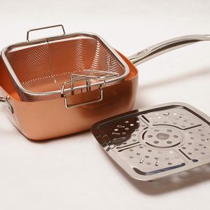 Pentola Quadrata 4 in 1 in Rame e Ceramica antiaderente