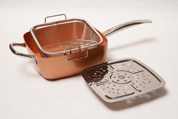 Pentola Quadrata 4 in 1 in Rame e Ceramica antiaderente