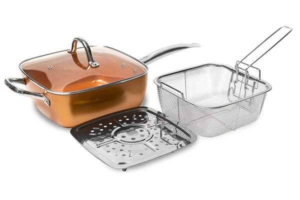 Pentola Quadrata 4 in 1 in Rame e Ceramica antiaderente - immagine 2