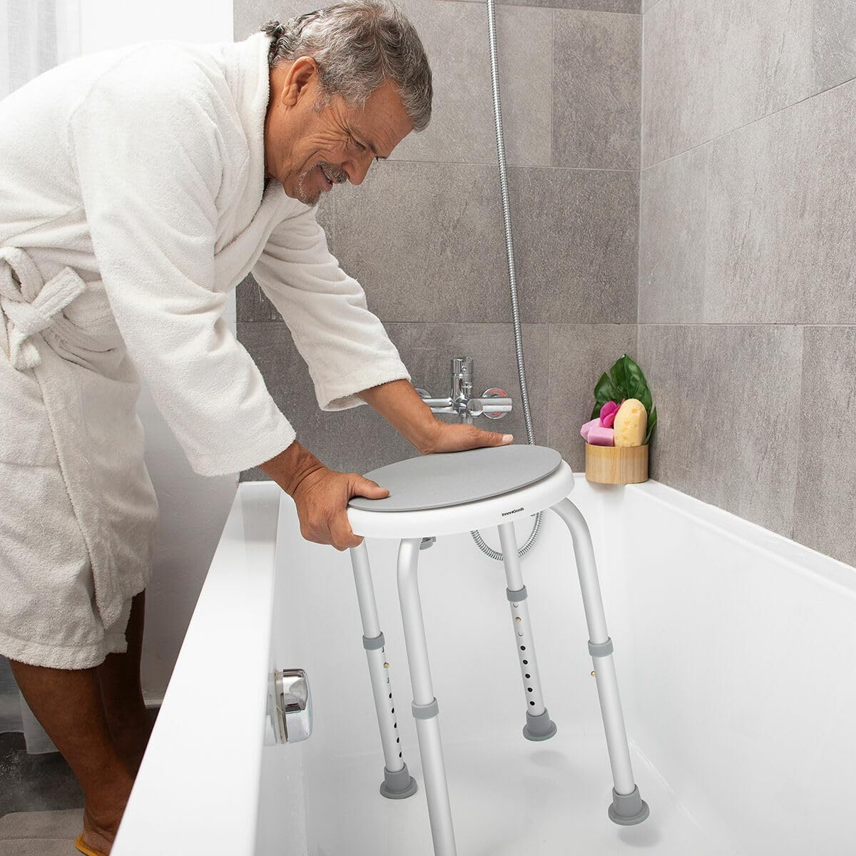 Sgabello da Bagno Girevole e Regolabile