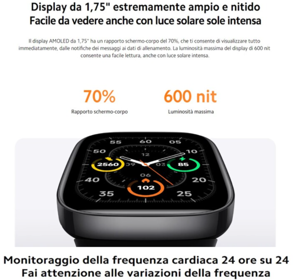 Xiaomi Redmi Watch 3, Display AMOLED HD 1.75", Telefonate Bluetooth, Monitoraggio della SpO2 e Frequenza Cardiaca, Resistenza all'Acqua 5ATM, Autonomia di 12 giorni, 121 Modalità Fitness, Beige - immagine 4